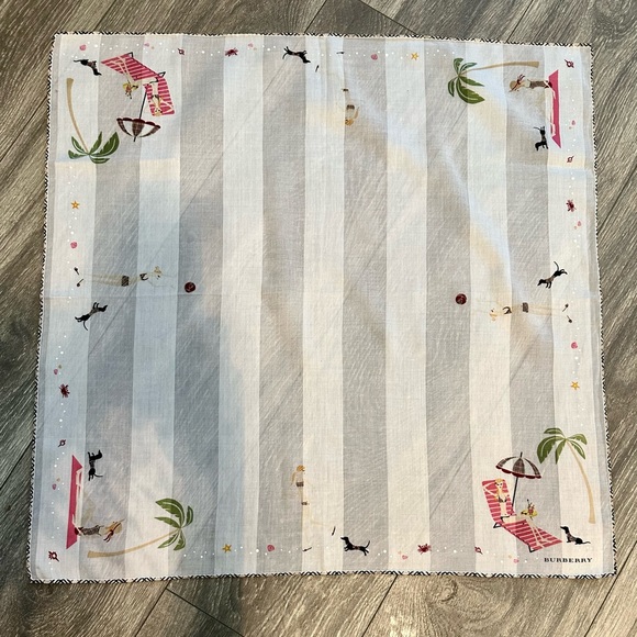 Burberry day at beach story scarf nwot comes with a free designer gift 23x22.5” - Picture 3 of 10